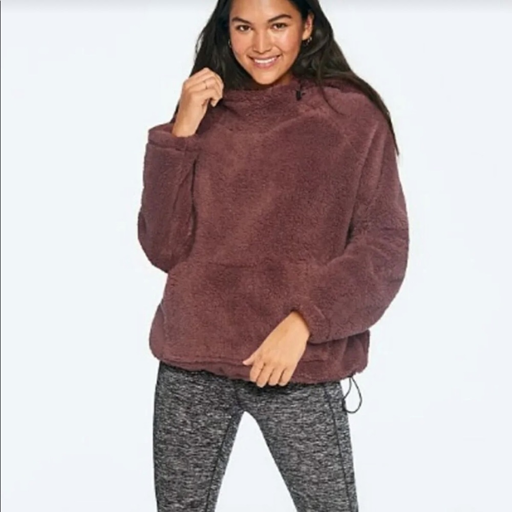 VS PINK TEDDY FUNNEL NECK PULLOVER LARGE